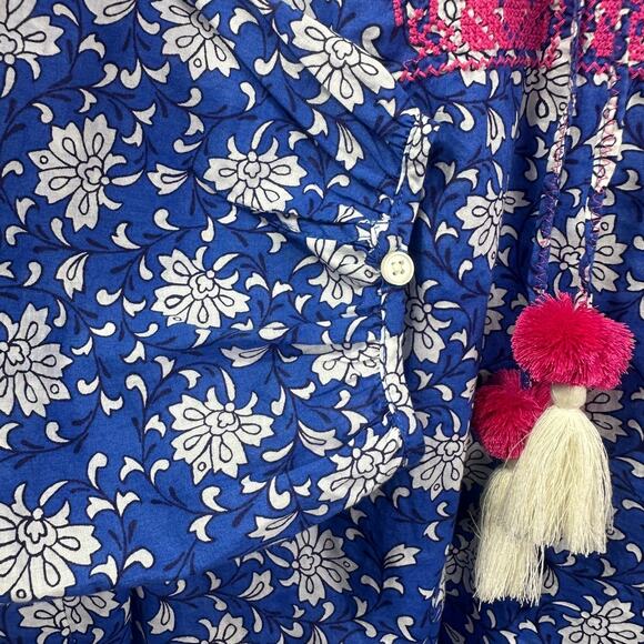 J.CREW BEAUTIFUL embroidered 100% cotton voile top in block print Size M coastal - Picture 16 of 16